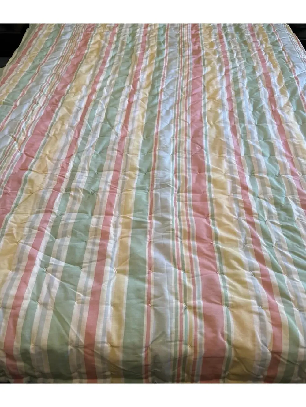 Vintage Handmade Trip Around The World Tied Quilt Twin Patchwork 64x92 Retro